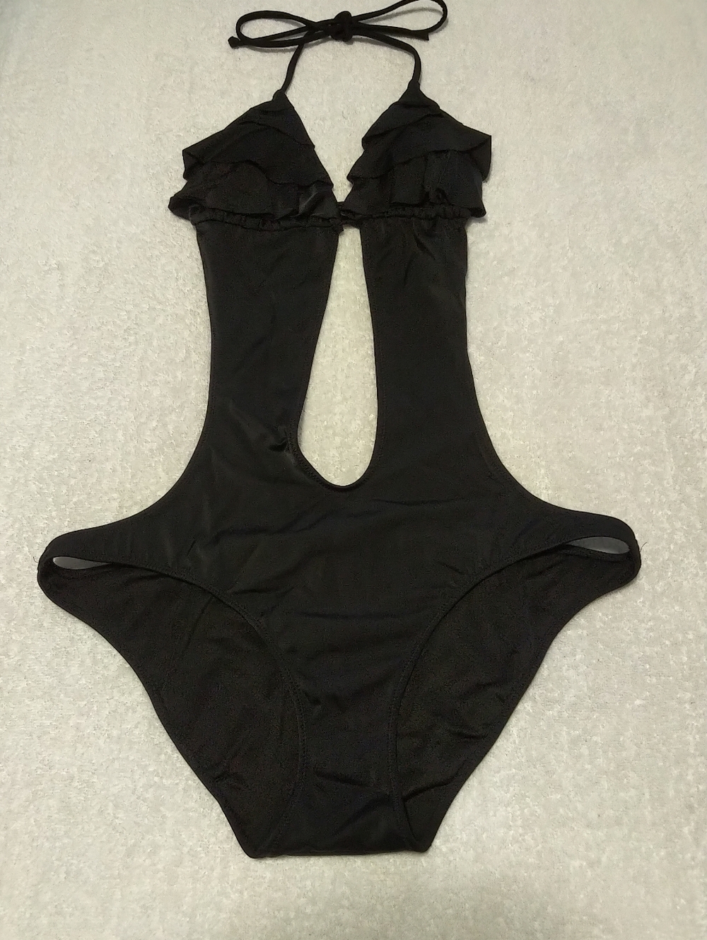 Victoria's Secret Black One-Piece Swimsuit with Ruffle Trim - Size M